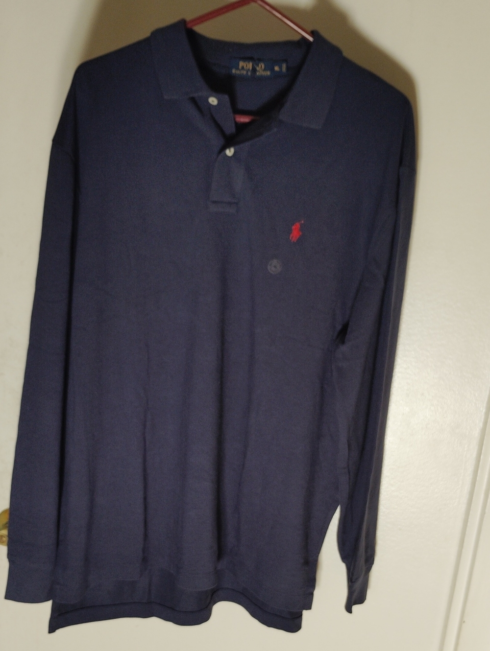Polo by Ralph Lauren Navy Long-Sleeve Polo with Red Logo